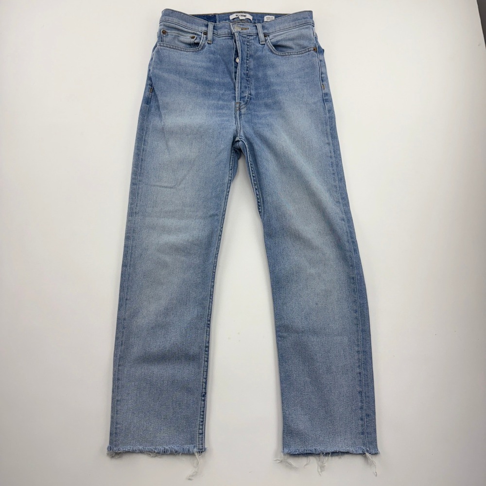 RE/DONE Sunbleached Indigo High Rise Straight Jeans Women's 28 Raw Hem